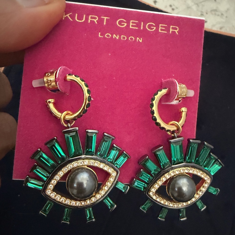 Kurt Geiger Green Eye Hoop Earrings